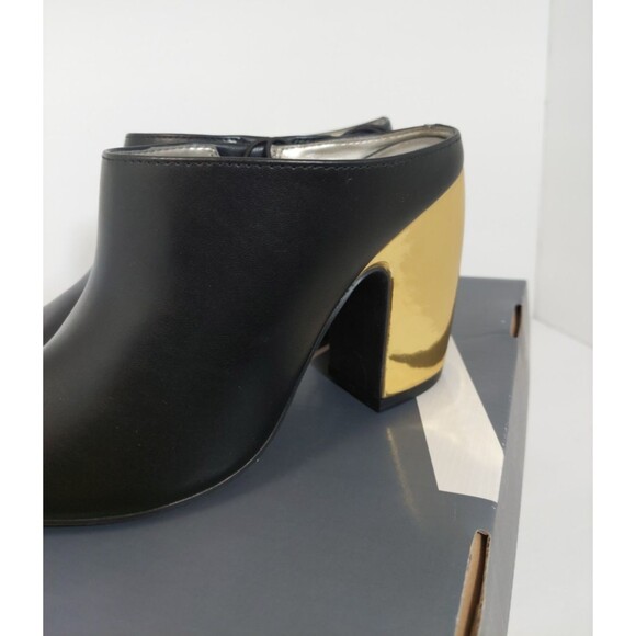 Worthington Women's Size 7 Nelda Mules 7M Black Gold Shiny Heel Slip On - Picture 6 of 13